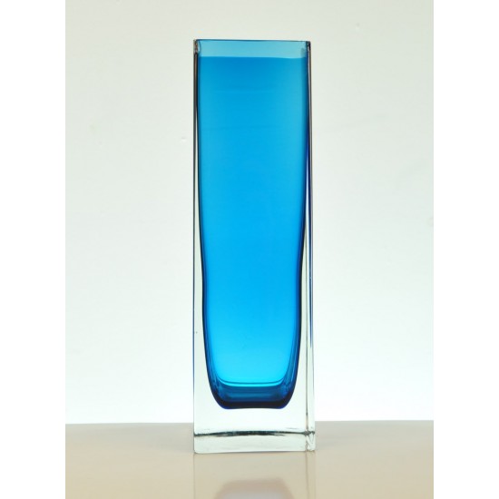 Vase cubique bleu années 60